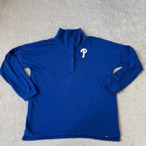 '47 Philadelphia Phillies Women's Quarter Snap Blue Pullover Sweatshirt Size XL